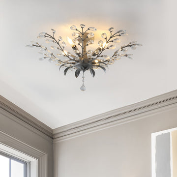 Elisana 26" ontemporary Bohemian Iron/Acrylic LED Semi Flush Mount - JONATHAN Y